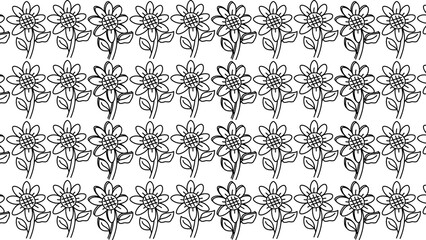 Obraz premium Seamless monochrome pattern featuring hand-drawn sunflower illustrations, creating an elegant and repetitive floral design ideal for textiles, backgrounds, and decorative purposes