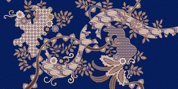 blue bird on a wall background batik