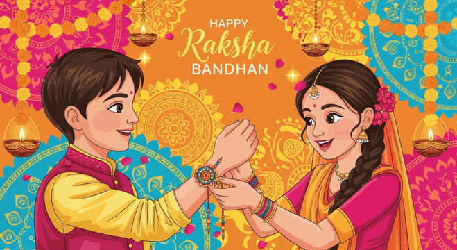 Raksha Bandhan celebration: Sister ties rakhi on brother's wrist, Indian festival joy
