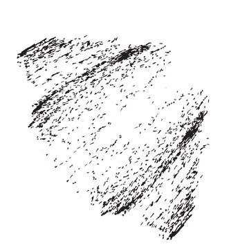Abstract black charcoal chalk scribble texture on white background.