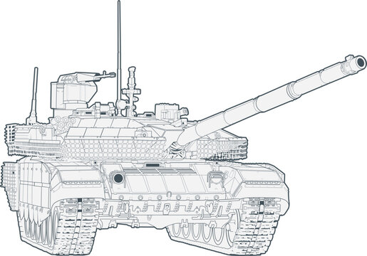 modern_main_battle_tank_front_angle_monochrome.eps