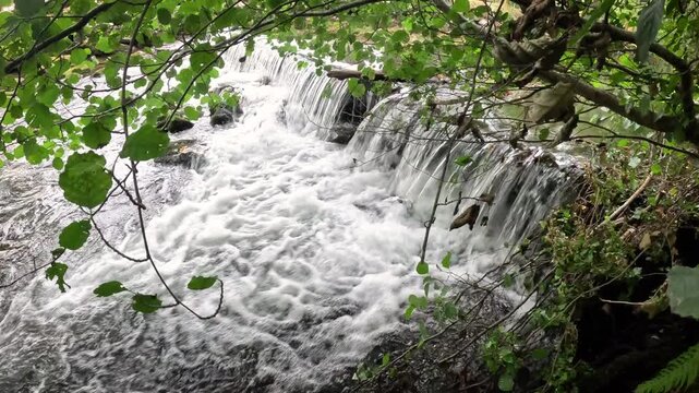waterfall in the Sarria river in Samos, comarca of Sarria, province of Lugo, Galicia, Spain