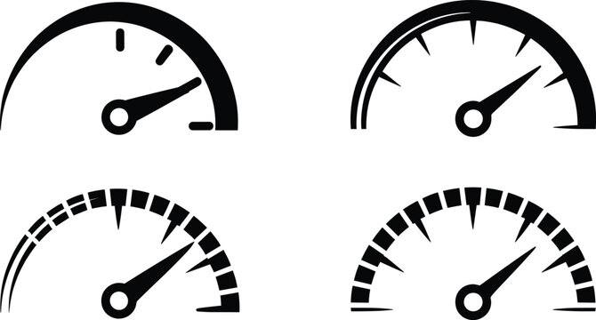 Speedometer Gauge Icons Set for Performance Dashboard Speed Meter Indicator Automotive Measurement Vector Illustration Collection