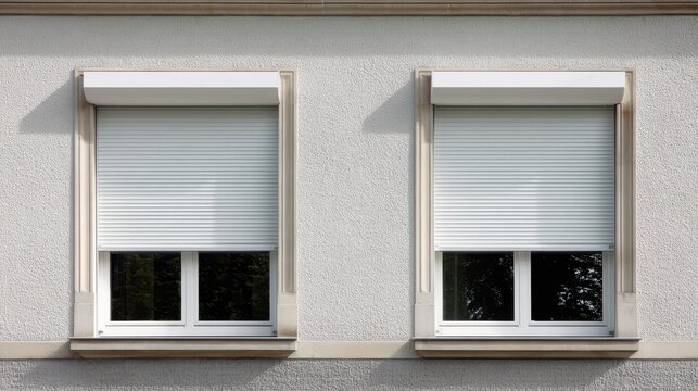 Stunning photo of outside roller blinds for contemporary windows. Outside shutters on the home's windows.