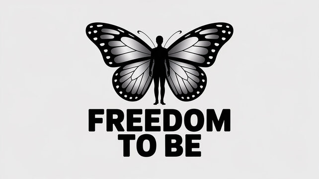 Conceptual graphic merging human and butterfly, symbolizing personal freedom, identity, and profound transformation journey