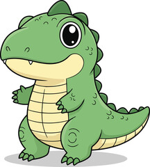 Naklejka premium Cute Kawaii Baby Dinosaur Vector, Adorable T-Rex Character Illustration for Kids Nursery Decor, Jurassic Themed Stickers and Apparel