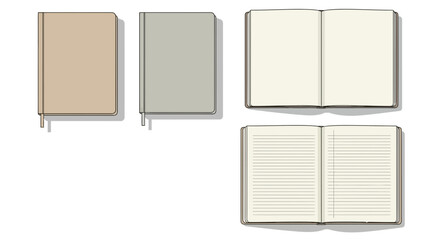 Fototapeta premium Open and Closed Notebooks Collection - Blank Pages and Lined Paper