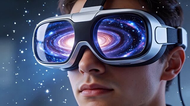 Person wearing virtual reality headset