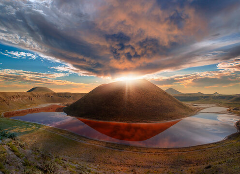 Meke crater lake at sunset - Konya, Turkey