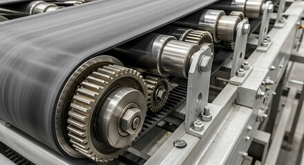 Fototapeta premium Industrial conveyor belt machinery