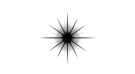 A black starburst with pointed rays emanates from the center, creating a striking visual effect on a white background © mato