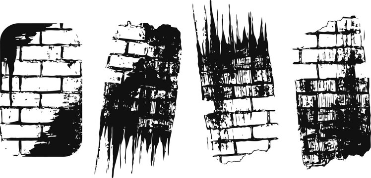 Worn grunge brick wall textures with distressed paint effects and damaged surfaces