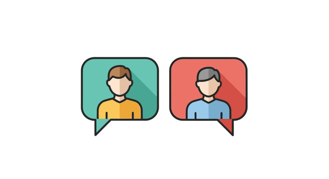 Two Men in Speech Bubbles Talking.