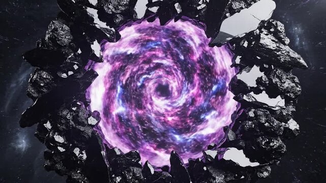 Jagged Obsidian Portal Swirling With Mystical Cosmic Energy