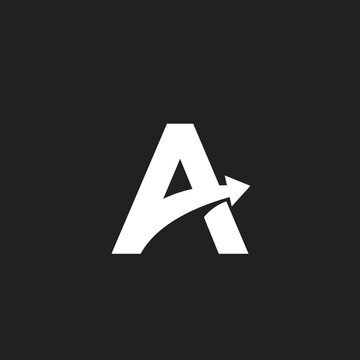 Letter A Logo with Forward Arrow Icon on Black Background
