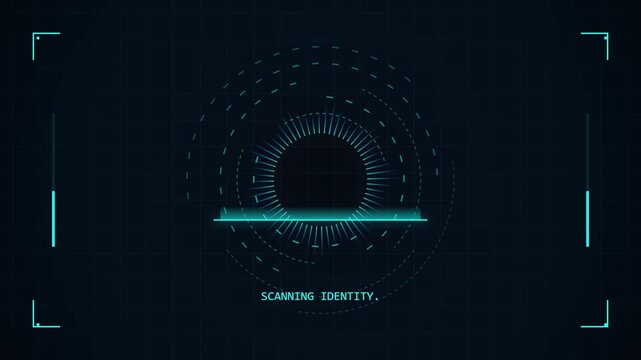 Digital interface scans an identity using futuristic technology. Suitable for technology concept designs, security system promotions, scifi movies.