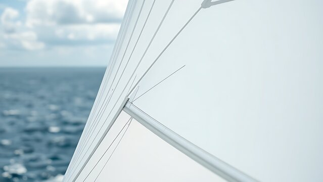 spinnaker. Close-up of taut spinnaker sail fabric bulging under strong wind. mobility guides, transit brochures, designed for mobility and urban transit guides, used by curriculum designers.