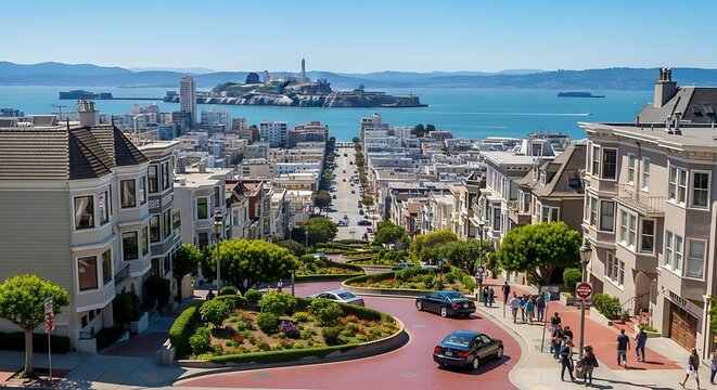 Lombard Street with San Francisco.