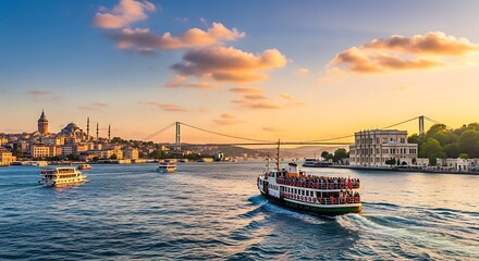 Fototapeta premium Istanbul Sunset Panorama.