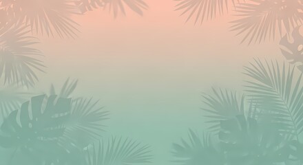 Tropical palm trees silhouetted against colorful sunset background landscape