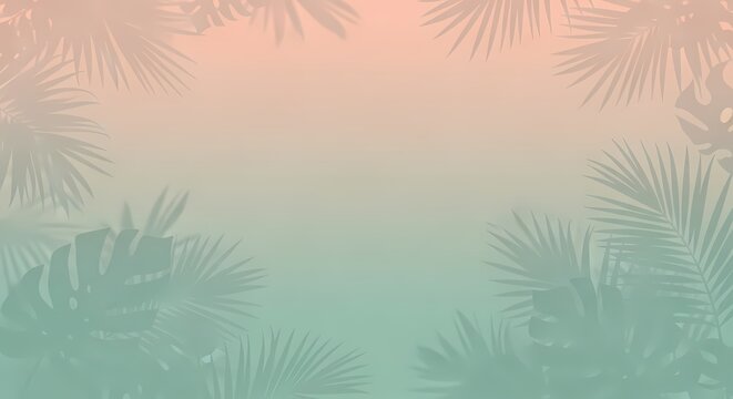 Tropical palm trees silhouetted against colorful sunset background landscape