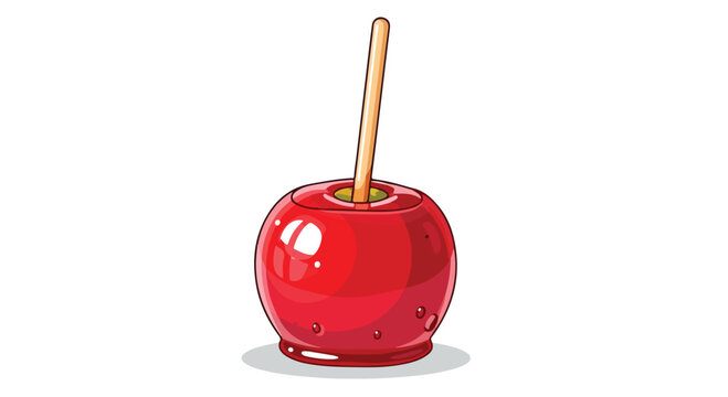 A shiny red candy apple on a stick