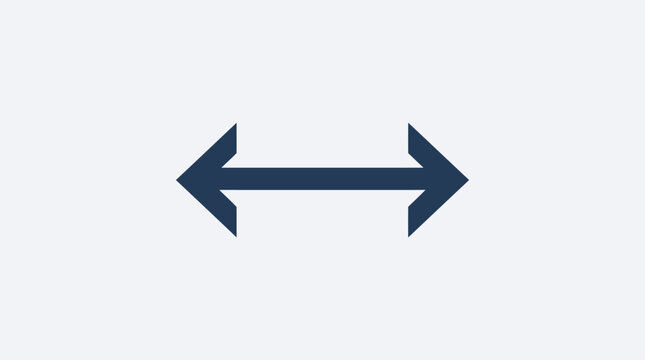 A dark blue double-sided arrow pointing left and right on a white background