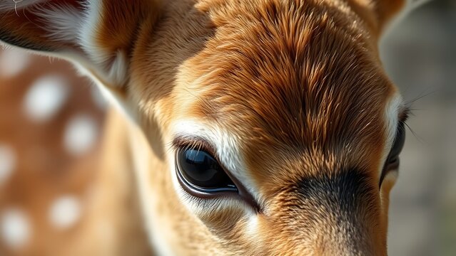 nubuck. Extreme close-up of a fawn's soft fur, resembling fine nubuck leather. wildlife magazines, conservation campaigns, designed for wildlife conservation campaigns, celebrates biodiversity.