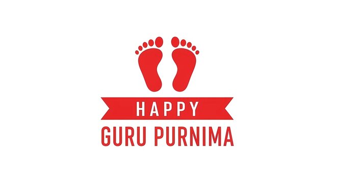 Happy Guru Purnima Greeting with Guru Charan Paduka Red Footprints