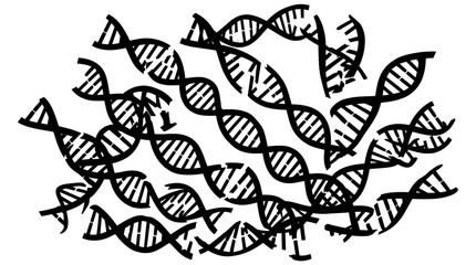 Fototapeta premium Black and White Line Art DNA Double Helix for Genetics, Biology, and Medical Science