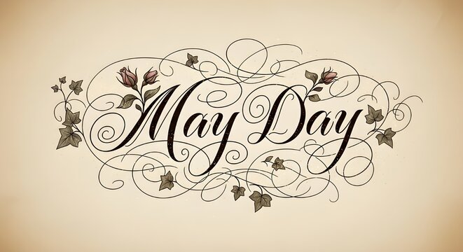 vintage may day floral typography background