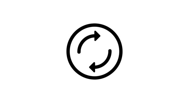 Circular refresh arrows icon indicating priority updated status with circular priority synchronize movement direction clockwise counterclockwise workflow management information configuration