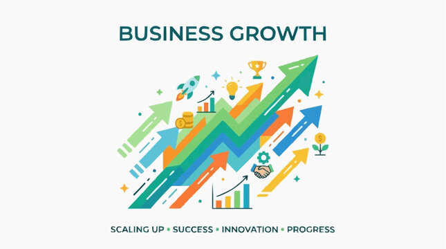 Depicting the vibrant concept of Business Growth through dynamic visual metaphors. The image showcases the upward trajectory of progress and innovation.