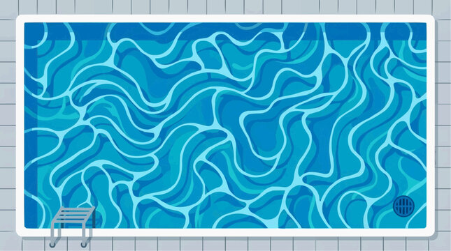 A pristine swimming pool filled with shimmering water, viewed from an overhead perspective, embodying tranquility. 