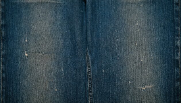 Authentic aged blue denim fabric surface with natural fading and rough texture
