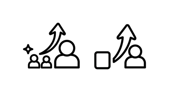 New feature adoption and user growth icons representing product success and increasing engagement with adoption customer increase development engagement marketing business strategy analytics