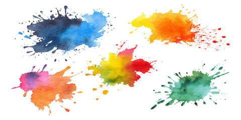 Fototapeta premium Modern watercolor set paint splash design. colorful rainbow artistic brush collections texture and creative vector background.