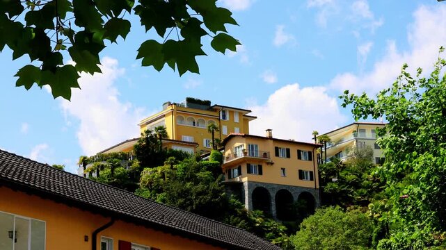 historic ascona on the lago maggiore in switzerland 4k video