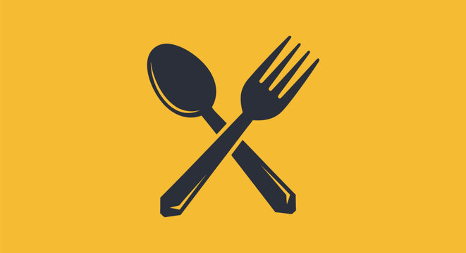 Crossed silverware eating utensils icon.