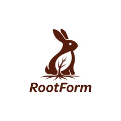 Fototapeta premium Rootform logo featuring a rabbit and plant design. Ideal for natureinspired brands, environmental organizations, or gardening businesses seeking a charming emblem.