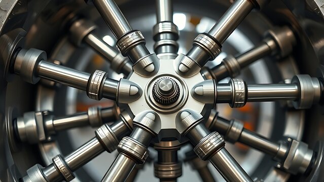 kinematics. A series of metal connecting rods forming a geometric rotating structure. safety posters, maintenance manuals, designed for industrial assembly lines and welding operations.
