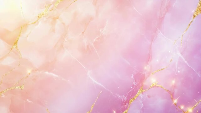 Elegant pink and gold marbled abstract background with subtle glow