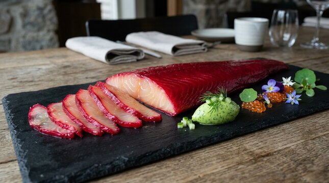 Fish Preparation Showpiece Raw At A Luxury Hotel's New Nordic Restaurant A Whole Side Of