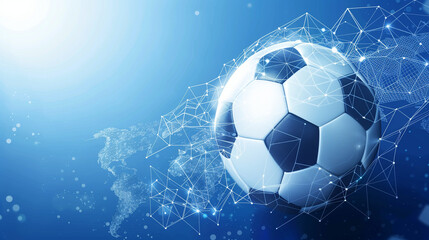 Fototapeta premium Global Soccer Concept with Ball and World Map Background