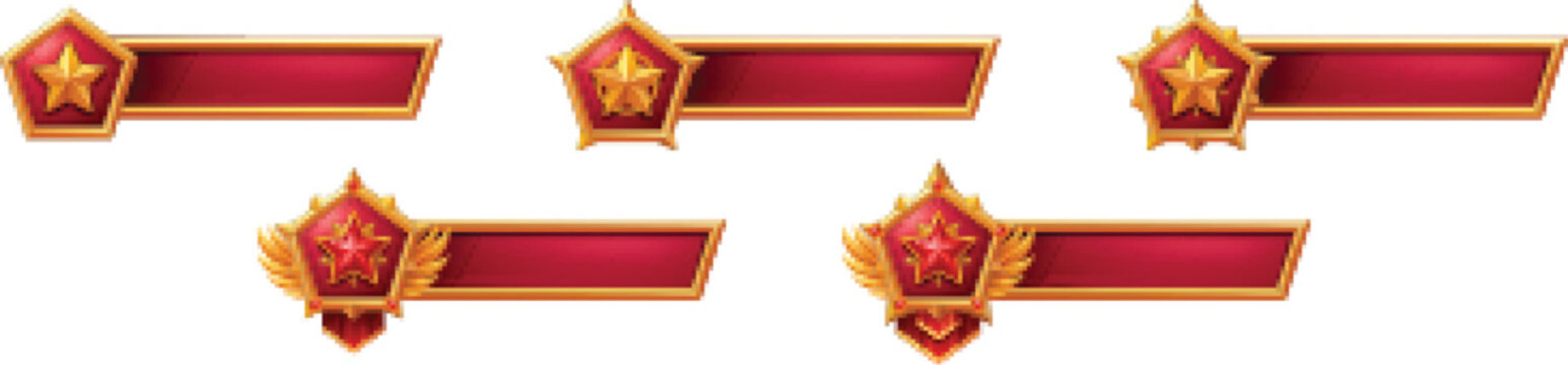 Golden metallic game frame kit with glowing red gemstones and sparks vector