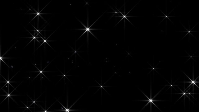 Twinkling blinking stars in sky with glimmer shine, Abstract background.