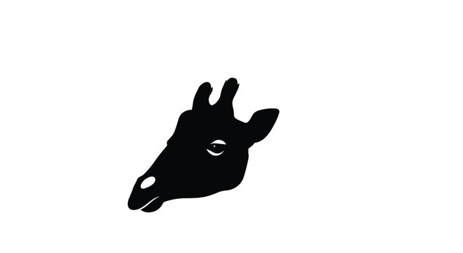 Minimalist black silhouette of a giraffe head profile design