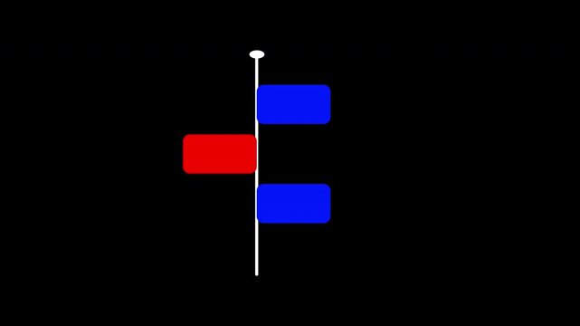 Animated Minimal Vertical Timeline with Red and Blue Blocks