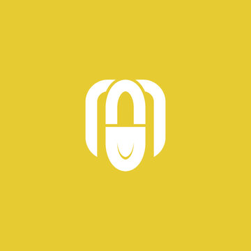 modern logo m with clean and modern capsule medicine concept icon