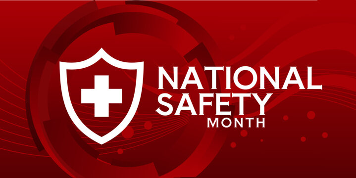 National safety month - banner, background - vector illustration